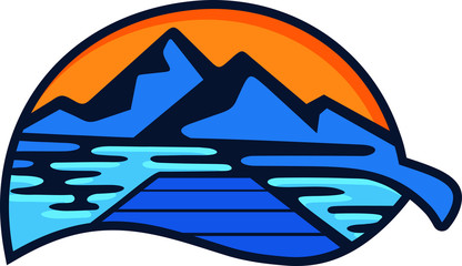 Mountains, lakes and docks in leaves