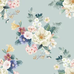Zelfklevend Fotobehang Watercolor flowers illustration © long