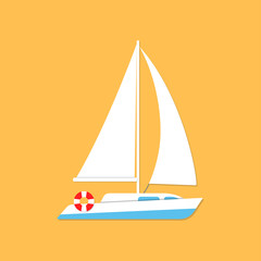 A yacht isolated in a flat style. Vector illustration.