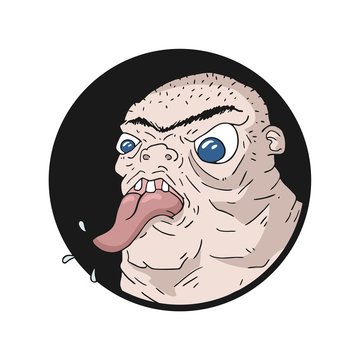 mocking expression with tongue out