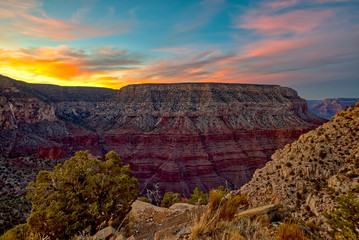 Twilight view from the Hermit Trail in the Grand Canyon National Park.