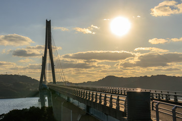 鷹島肥前大橋と夕焼け　佐賀県唐津市　Takashimahizen  bridge and Sunset Saga Karatsu city