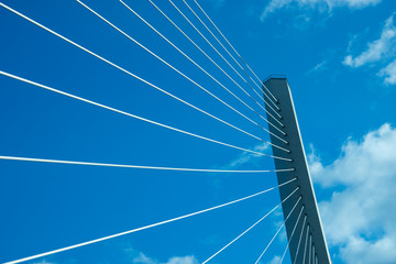 Construction of the Golden bridge against the blue sky.