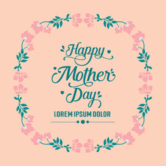 Element design of leaves and wreath frame, for happy mother day poster design. Vector