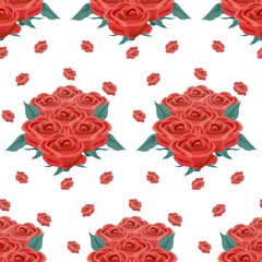 The vector seamless pattern. Cute rose bouquet pattern. Vector for wallpaper, child apron, fabric, textile pattern. Endless print. Background illustration vector.