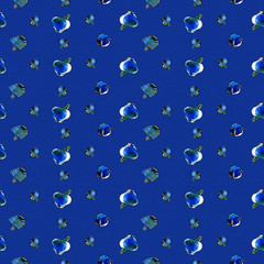 Hand-drawn watercolor seamless pattern with blueberries on blue background. Polka dot texture. Simple natiral ornament.
