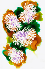 Chrysanthemum flowers painted by batik dyeing