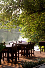 The morning sun by the river.