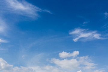Fototapeta na wymiar fluffy white cloud moving above clear blue sky