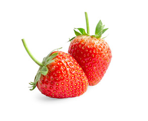 Red strawberry is a fresh berry fruit isolated on white background, di cut with clipping path