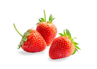 Red strawberry is a fresh berry fruit isolated on white background, di cut with clipping path