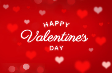 Fototapeta na wymiar Happy Valentines day. Abstract red heart bokeh background.