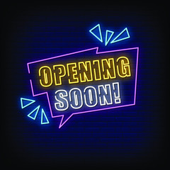 Opening Soon Neon Signs Style Text Vector