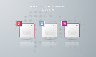 Info graphic template with 3 options, workflow, process chart, diagram, annual report, web design, steps or processes. - Vector
