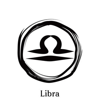 Libra Zodiac circle symbols. Astrology constellation vector illustration.