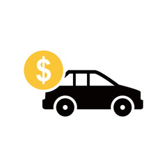 Rent Car Icon. Silhouette car isolated on white background.