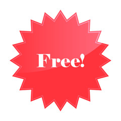 Free badge, red star promotional sticker