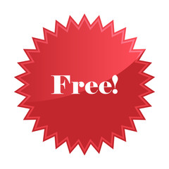 Free badge, red star promotional sticker