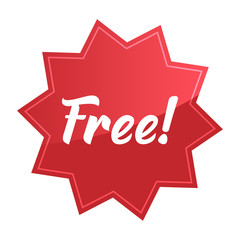 Free badge, red star promotional sticker