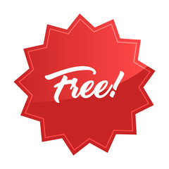 Free badge, red star promotional sticker