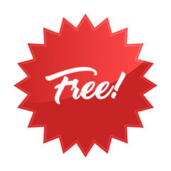 Free badge, red star promotional sticker