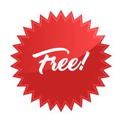 Free badge, red star promotional sticker