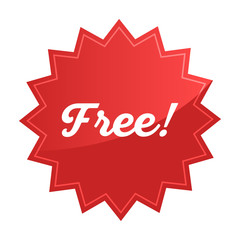 Free badge, red star promotional sticker