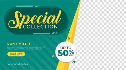 Special collection banner template. Promotion sale banner for website, flyer and poster