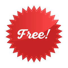 Free badge, red star promotional sticker