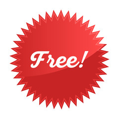 Free badge, red star promotional sticker