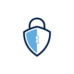 Shield padlock logo concept. guard/protector logo template, anti virus, shielding, protection logo icon, badge/emblem style