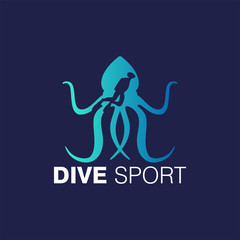 Scuba Diving Logo Design Vector Template