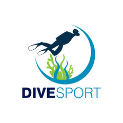 Scuba Diving Logo Design Vector Template