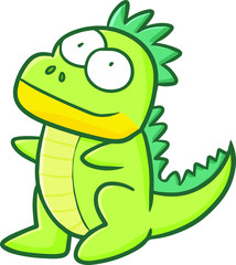 Funny and cute green little dragon smiling