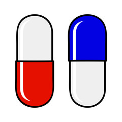 Concept of choice red pill blue pill. Vector illustration