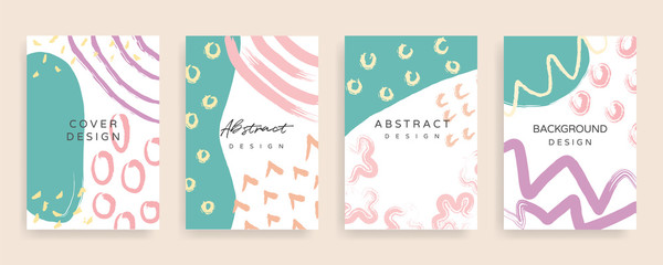 summer cover design  vector set. Sale banner background template with copy space for text and images design by abstract colored shapes,  line arts and natural shape.