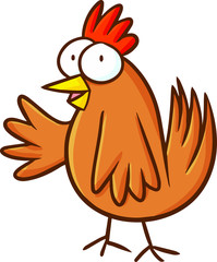 Funny and cute brown chicken in 