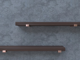blank wood shelf cement texture 3d rendering mock up