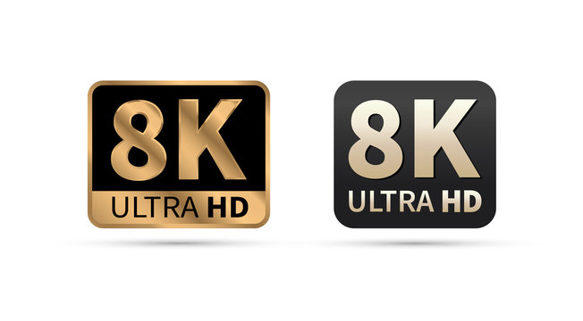 8K Ultra HD sign. Vector illustration. on white background