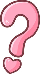 Cute and funny question mark with heart below it
