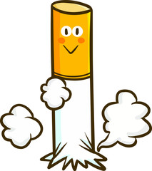 Cute and funny smoke character smiling while getting off