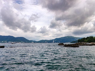 Fototapeta premium Phuket skyline and cityscape seen from Andaman Sea. Selective focus.