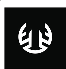 Antler logo template with circle line art sporty symbol in flat design monogram illustration