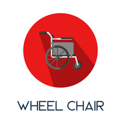 Fototapeta na wymiar wheel chair long shadow flat style medic icon illustration