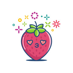 kawaii smiling strawberry emoticon cartoon