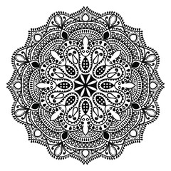 Mandala, Flower mehendi design.Ethnic ornament, Vintage decorative elements. Folk traditional spiritual design. Islam, Arabic, Indian, moroccan, Spain, floral ornament design vector.Isolated on white.