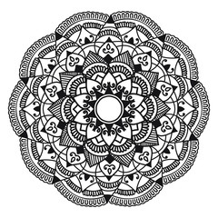 Mandala, Flower mehendi design.Ethnic ornament, Vintage decorative elements. Folk traditional spiritual design. Islam, Arabic, Indian, moroccan, Spain, floral ornament design vector.Isolated on white.