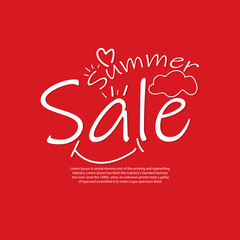 Summer Sale Promotion Banner  Template Design Vector Illustration on Red Background