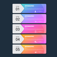 Colorful Infographics design template,  Business banner concept with 5 steps.