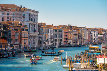 View around the grand canal and classical building in venetian styles before autumn in Venice , Italy
